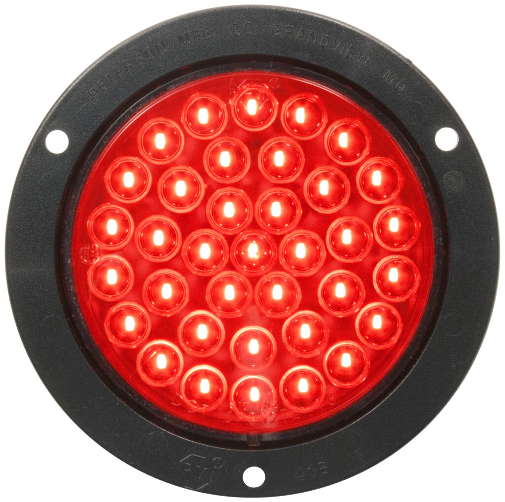Piranha® LED 4" Round Stop/Turn/Tail Light, red, flange mount, mfg